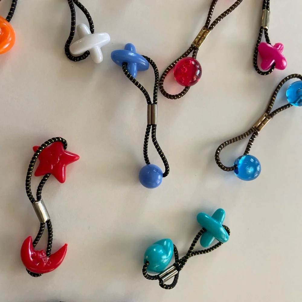 Vintage 90s Colorful Hair‎ Ties Lot - Novelty Shapes Ponytail Holders Y2K
